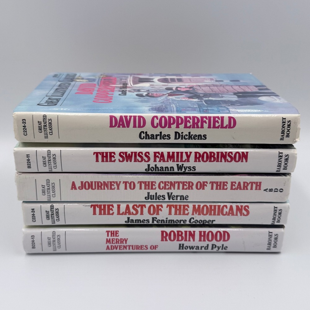 Great Illustrated Classics Hardcover Book Lot of 5 Dickens Verne Cooper Pyle